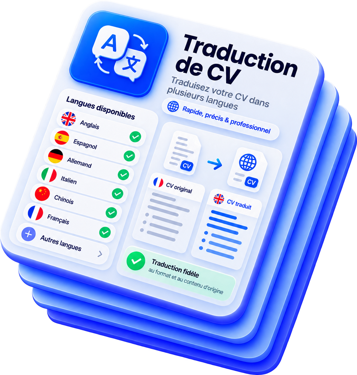 Traduction de CV dans plusieurs langues